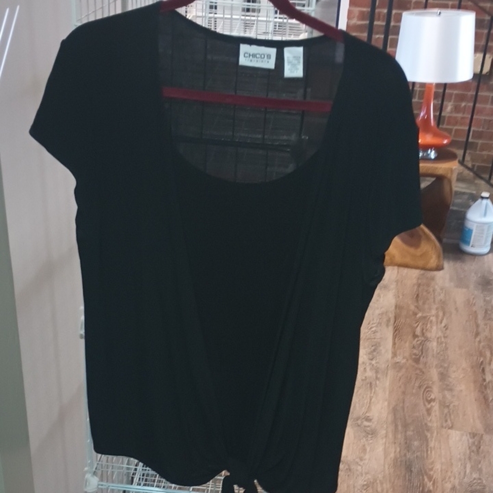 Chico's Elegant Black Short Sleeve Top